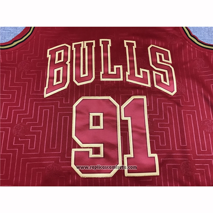 Camiseta Chicago Bulls Dennis Rodman #91 Retro 2020 Chinese New Year Rojo
